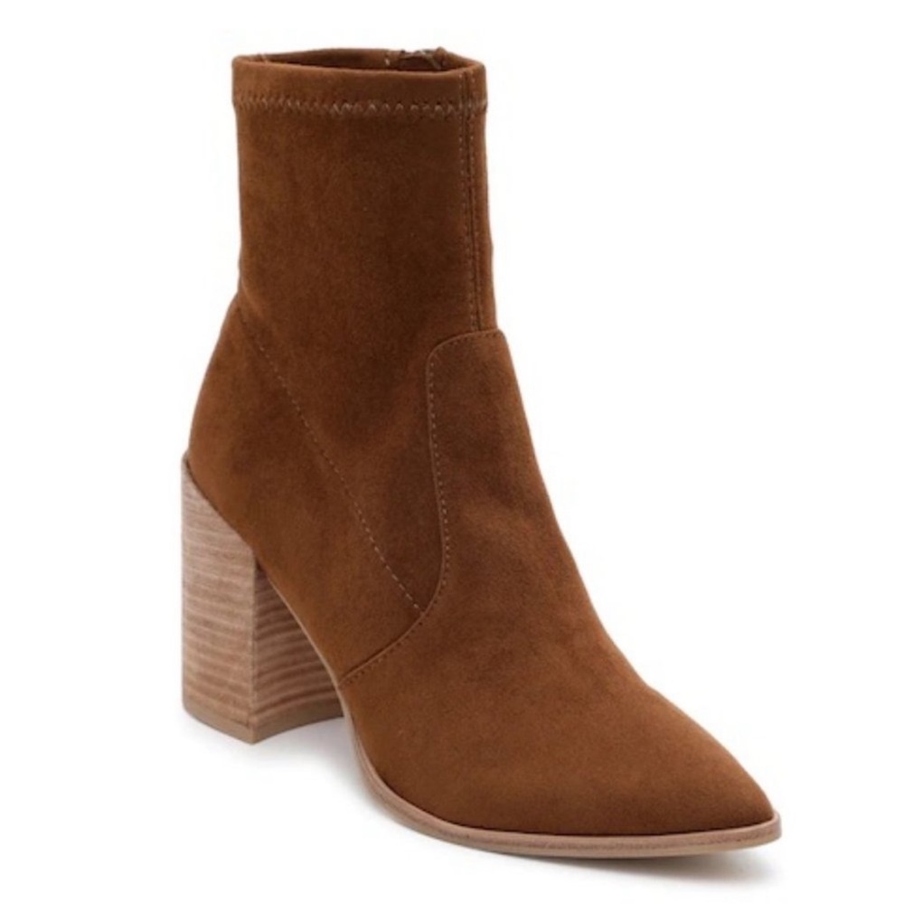 Steve Madden Viper Faux Suede Brown pull on ankle boot women size 8.5